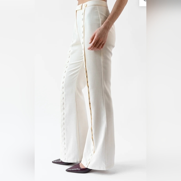 NWT Fabio Linen Mid-rise Snap Wide-leg Trousers By Yellow The Label Size XS - Picture 4 of 12